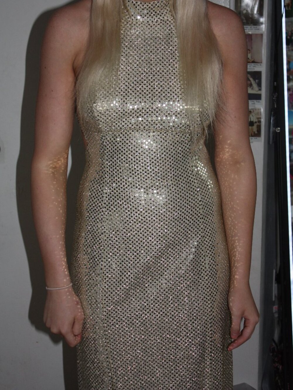 Gold sequin - Sz 6 - Bari Jay backless gown